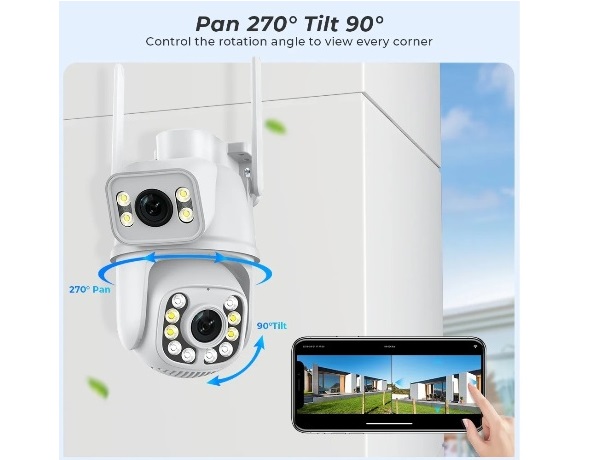 Камера вуличного спостереження LAN бездротова IP-камера безпеки 4K 8MP HD Dual Lens Зовнішня Wi-Fi PTZ камера з автоматичним відстеженням iCsee