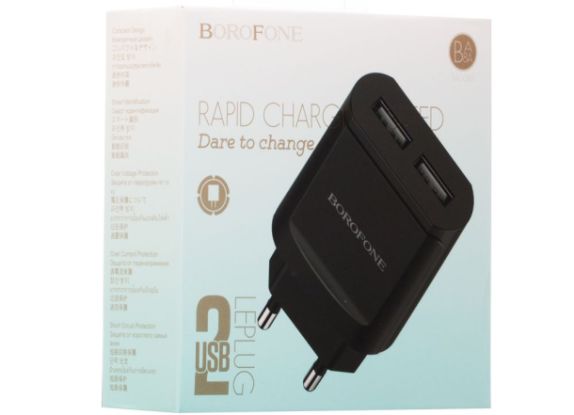 ��� ��������� �������� ������� ������� 2USB BOROFONE BA8A leplug 5V=2.1A; ������